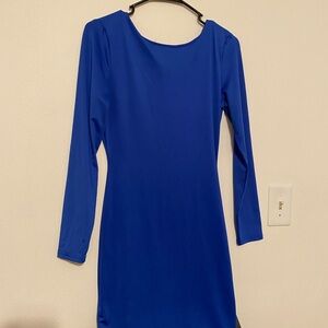 Elegant Blue Long Sleeve Dress